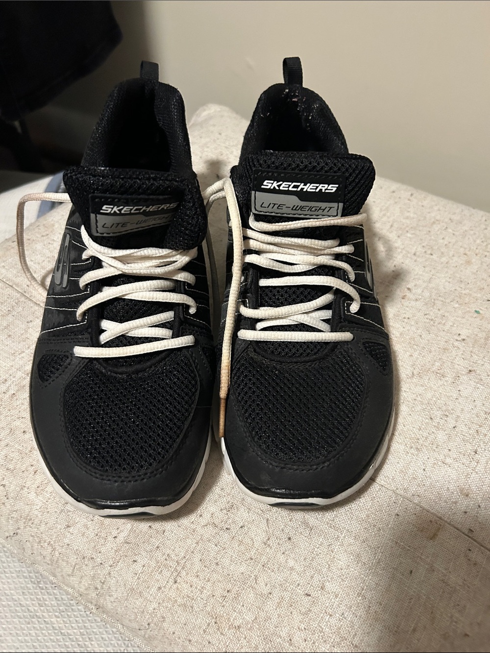 Skechers Black and White Mesh Athletic Sneakers